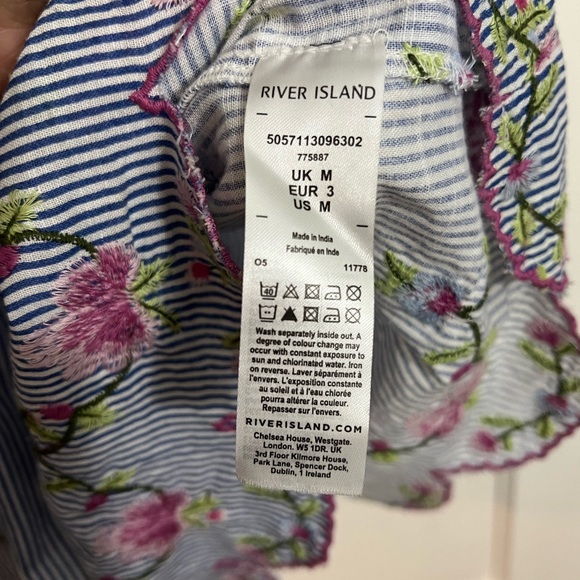 River Island Smocked Embroidered Cotton Mini Dress, M - Picture 5 of 14